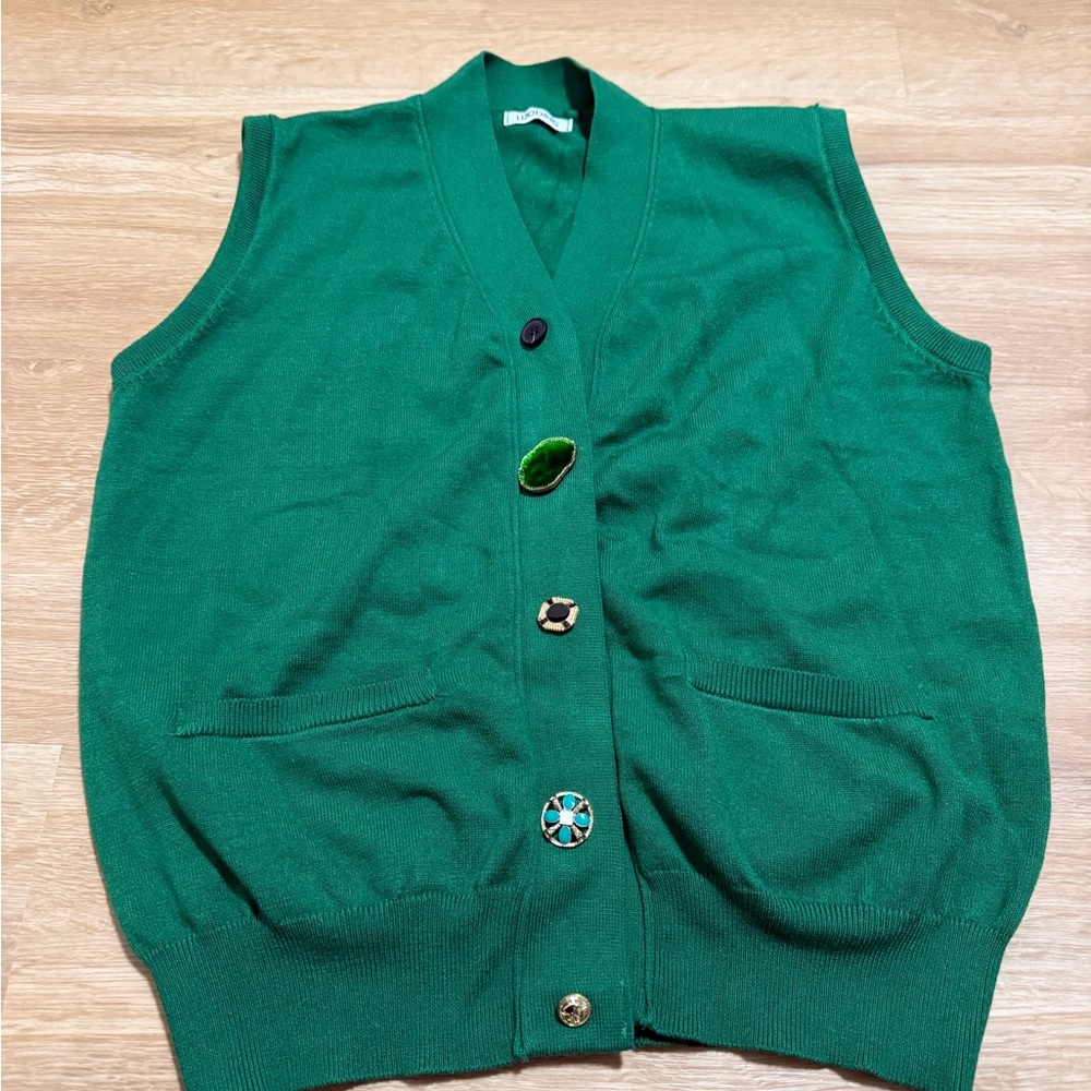 Green Button-Up Vest one size